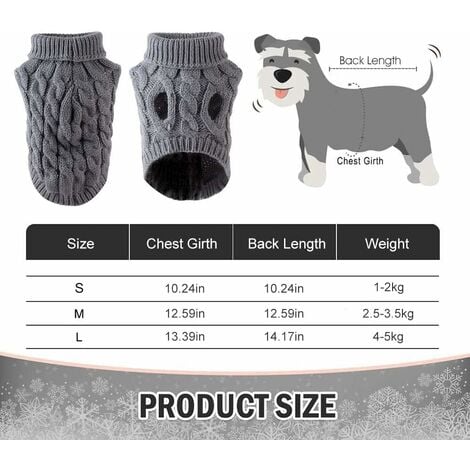 Pull-Overs pour Chiens, Pull pour Chien, Pull pour Chien Moyen, Pull d'hiver pour Chien, pour Animaux domestiques Temps Froid Manteaux vêtements de Mode col roulé Tricot Tricots Outwear (L)