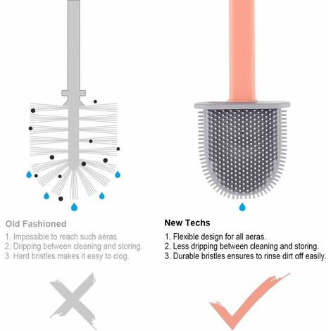 Lot De 2 Brosses WC Silicone – Anti-goutte & Antibactérien – Support Mural Aéré - 7