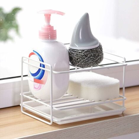 Porte Eponge evier Cuisine Organisateur evier Cuisine Rangement sous evier Rangement evier Cuisine Organisateur d'évier Rangement d'Evier Salle de Bains Évier Espace Organisateur Blanc