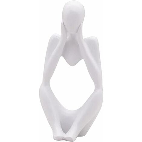 La Statue du penseur, Résine Penseur Sculpture Abstraite Statue Caractère Moderne Figurines Accueil Décor Bureau de Bureau Ornement d'anniversaire Cadeaux Blanc (1/5)