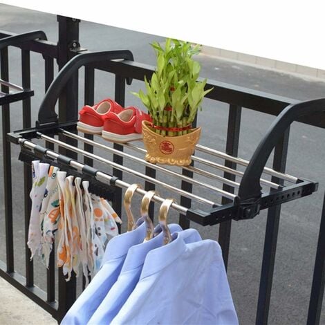 Séchoirs à Linge Pliable étendoir Balcon en Acier Inoxydable accrocher sur  radiateur fenêtre Bain pour étendre sécher lessive vêtements mouillées 