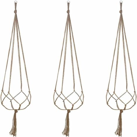 Panier Suspendu en Macramé, 3 Pièces en Corde de Coton Panier Suspendu Porte-panier pour Plantes pour Plafonds Extérieurs Intérieurs Balcons Décoration Murale (48 Pouces) (1/5)