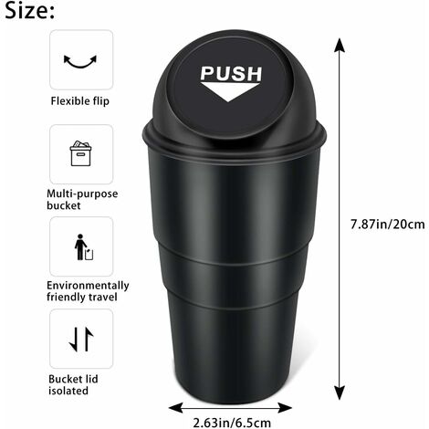 Mini Poubelle De Voiture Fengshengli 300 Ml - Alliage Aluminium + ABS, Couvercle Anti-fuite, Pour Voiture Et Bureau