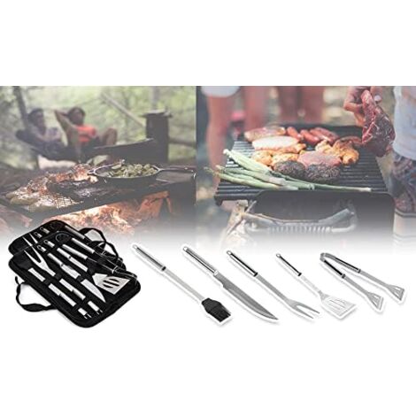 KOOPMAN Ensemble de 3 Couverts Barbecue Grill Bois Noir - Set