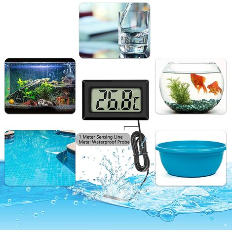 Mini Digital lcd Thermomètre Température avec Sonde de Température Capteur  Testeur pour Réfrigérateur Congélateurs Aquarium (2X Noir 2X Blanc)