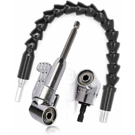 Foret à angle droit et kit d'extension d'angle flexible, Renvoi d'Angle Visseuse Coudée à Angle Droit 105 Degrés Tige Hexagonale 1/4" pour Perceuse (1/7)