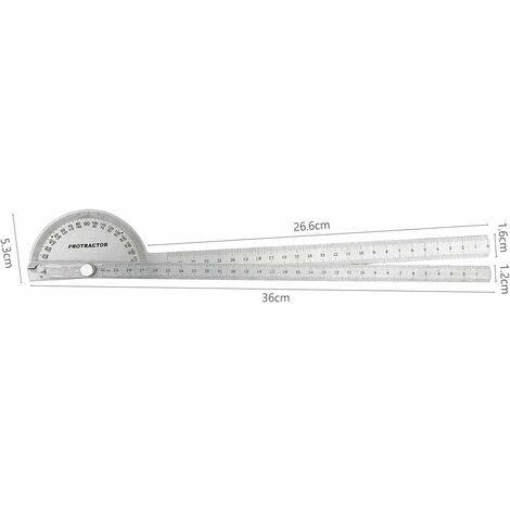 Rapporteur D'angle En Acier Inoxydable 0-180° – Règle 140 Mm, Vis De Blocage, Pour Bricolage, Menuiserie - 2