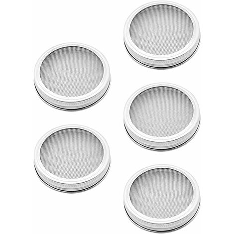 5 Pièces Germination Couvercles en Acier Inoxydable Pot Couvercles Passoire Couvercle pour Bocaux de Conserve Graines Germination Écran (1/5)