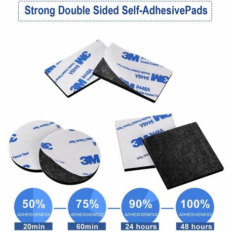 Lot de 100 pastilles adhésives double face, carrés noirs et ronds extra forts, autocollants en mousse, autocollants à coller sur les murs et le sol, portes, plastiques, verres, métaux