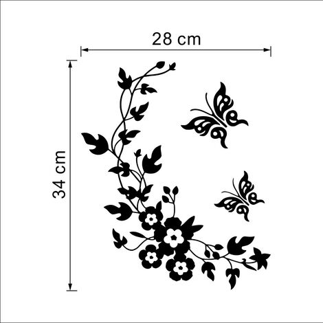 Lot De 12/24 Autocollants Papillons Noirs 3D - Pour Décoration Mur Intérieur/extérieur, Résistants