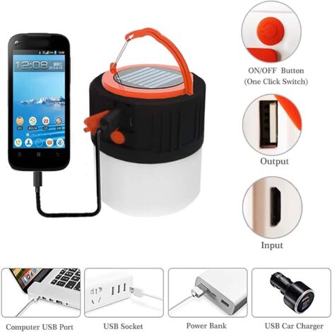 Lampe de Poche LED COB Portable, Rechargeable par USB