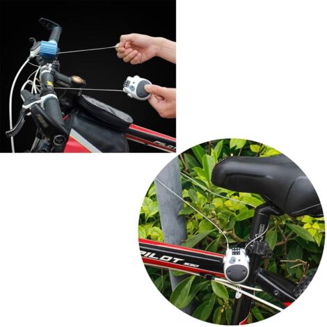 Cadenas Vélo à Combinaison 4 Chiffres, Cable Long 60cm Diamètre 11mm, Pour Vélo Scooter, Couleur