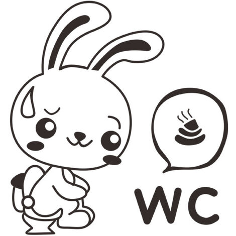 Cartoon Lapin Toilettes Stickers WC drôles Stickers muraux pour Cartoon Animale Salle de Bains Décoration (1/5)