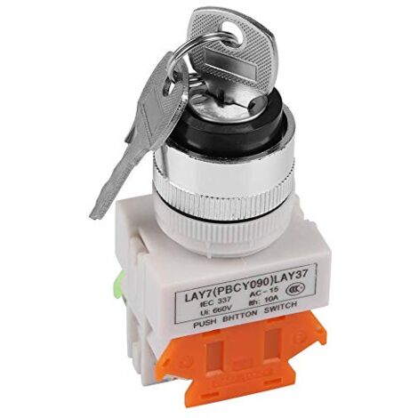 Interrupteur à Clé Rotatif 22mm – 2/3 Positions, Verrouillage/momentané, 660V 10A, étanche Et Robuste, Pour Usage Industriel Ou Domotique