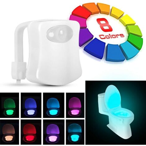 Veilleuse de toilettes, 8 couleurs changeantes, corps humain, détecteur de mouvement, LED pour salle de bain, toilettes, pour enfants et adultes