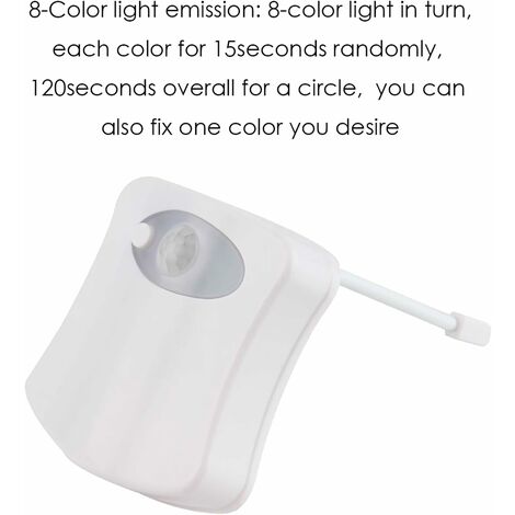 Veilleuse de toilettes, 8 couleurs changeantes, corps humain, détecteur de mouvement, LED pour salle de bain, toilettes, pour enfants et adultes