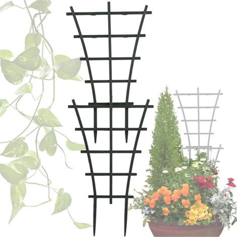Treillis Métallique Pour Plantes Grimpantes En Pot - Support Circulaire Réglable Hauteur 90-210 Cm - Noir