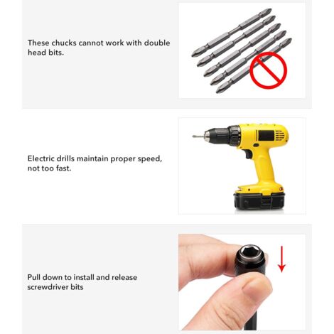 3 Extensions Magnétiques 1/4" (6.35 Mm) X 60 Mm - Pour Embouts De Tournevis, Perceuse - Acier Carbone Traité - 3