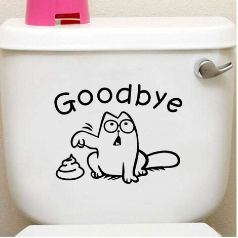 Décor Abattant Toilettes Chat Noir Autocollant 3D Pour Abattant WC - Motif Chat Noir - Imperméable, Amovible - Décoration Humour Salle De Bain 29,5x24 Cm Autocollant WC Chat