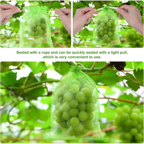 Beschermzak Voor Fruit Bomen Sac Protection Fruits 60 Pièces, Sachet Protection Raisin 20x 30cm Jardin Sac Organza Avec Cordon Contre Guepe Drosophile Scarabees Oiseaux 72117291 Organza Zakken Met Trekkoord