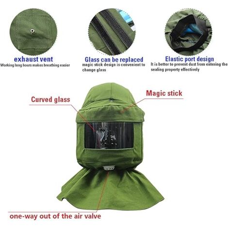 Cagoule De Sablage Avec écran PC - Protection Respiratoire Légère Et Ajustable - Pour Travaux Poussiéreux