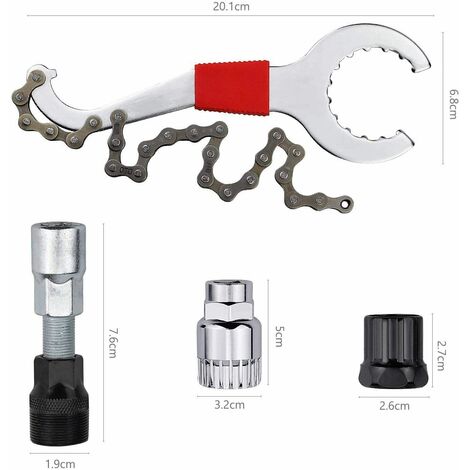 Kit D'outils De Réparation De Vélo 5-en-1 – Fouet à Chaîne, Extracteur De Manivelle Et Outil De Pédalier – Pour Démonter Cassette, Manivelle Et Boîtier De Pédalier