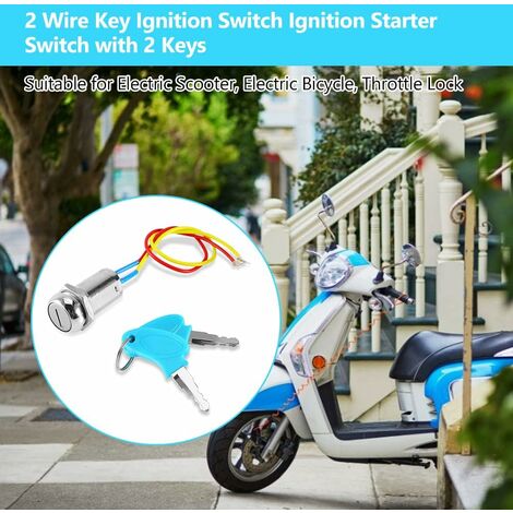Interrupteur à Clé 2 Fils Pour Scooter Électrique, VTT, Cyclomoteur - Verrouillage Moteur