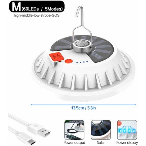 HURRISE ampoule solaire à LED 12W Lampe Solaire LED Ampoule USB 6500K