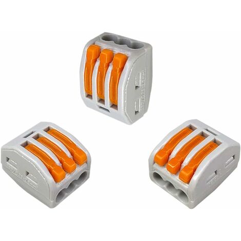 30 Pièces Levier-Écrou Fil Connecteurs, 3 Ports Conducteur Compact Fils Connecteurs, Compact Connecteur Ressort Bornier