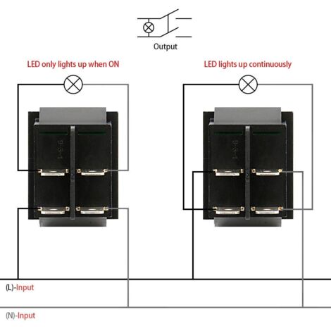 Interrupteur Basculant ON/OFF Heschen 10A 250V - Lot De 2 Avec Lumière Rouge | Montage 21.3mm