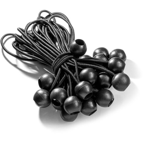 25 Tendeur Elastique Caoutchouc Professionnel avec Boule (Noir 195 mm) pour Tentes, Bâches, Affiches. Tendeur Bâche, Sangle Élastique, Support de Bâche, Caoutchouc de Bâche, Tendeur Caoutchouc. NPTERB (1/4)