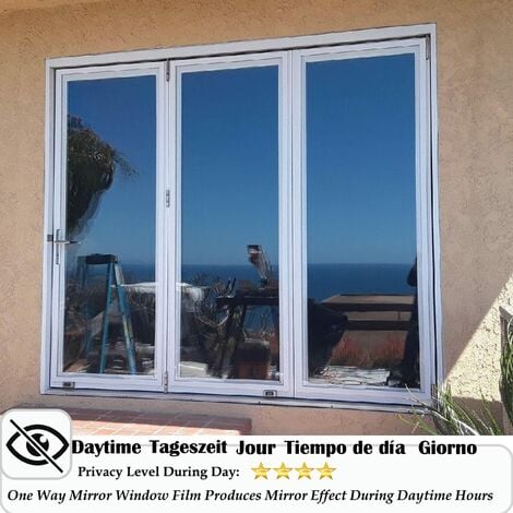 Film Fenêtre Anti Regard 60 x 400 cm, Film Adhesif Effet Miroir sans Tain  pour Vitre Protection de Soleil Anti UV Argenté
