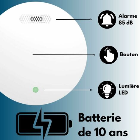 Détecteur De Fumée Avec Batterie Longue Durée 10 Ans - Alarme Incendie Pour La Maison