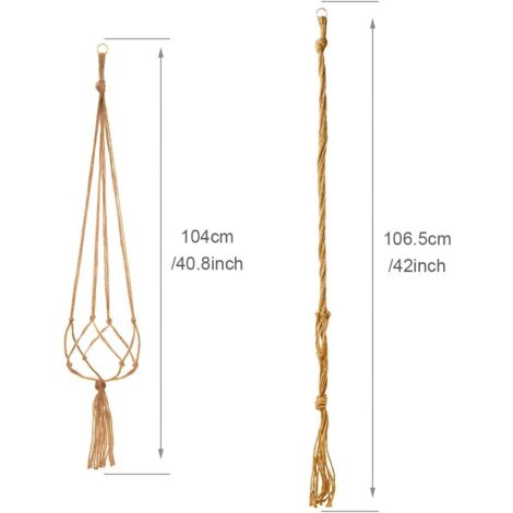 2 Suspensions Macramé Plantes 105cm - Pot Suspendu Décoration Balcon