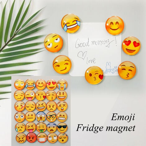 Aimant frigo, Smilely Magnet Frigo,3D Magnet Emoji 25 Pièce Smileys  Réfrigérateur Tableau Blanc Aimant Décoration