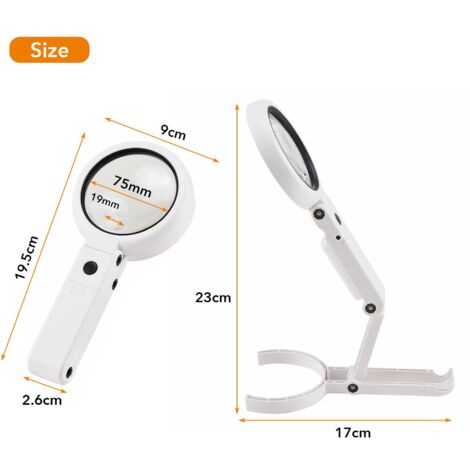 Loupe eclairante à Main sur Pied 5X 11X avec lumière 8 LED, loupe de Lecture, loupe de Table avec Support Pliable, pour Lecture, l'inspection, Soudure, l'artisanat, réparation, Ø75mm