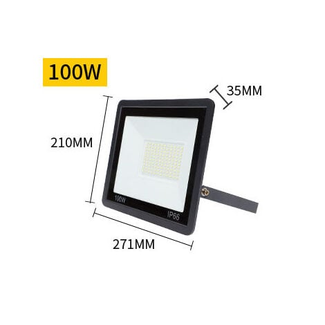 Projecteur LED Exterieur 100W, IP66 6500KImperméable Spot LED Extérieur, Blanc Froid Eclairage de Sécurité LED, Luminaire Exterieur Pour Patio, Terrasse, Jardin, Garage, Usine