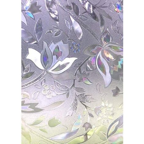 Film pour Fenêtre Film Electrostatique Protége Intimité Anti-UV Décoratif Film Vitre Anti Regard Occultant avec Motif Tulipes Fleurs pour Verre et Vitrage 44.5 cm × 200 cm