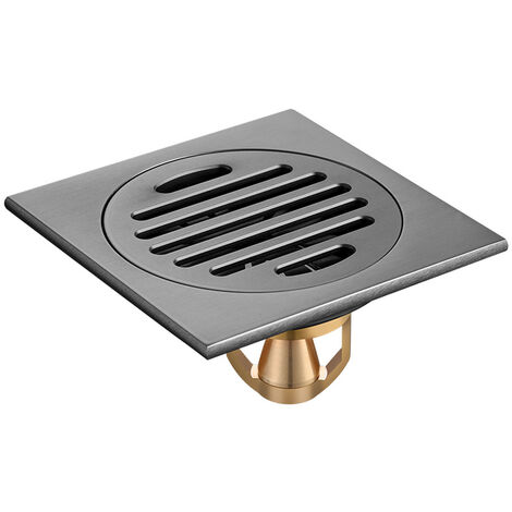 Siphon De Sol Baignoire Couvercle De Vidange Amovible pour Salle De Bains Salle De Douche Toilette Carrée Crépine De Jardin Antirouille Acier Inoxydable Noir 10x10 cm