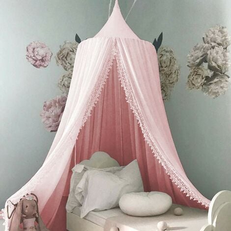 rose 60CM Ciel de lit enfant, décoration de chambre d'enfant en forme de  dôme, en