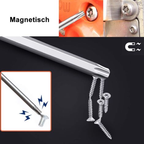 Aexit Lot de 10 embouts de tournevis Torx magnétiques de 6,35 mm et accessoires de fixation électrique T10 de 100 mm de long, gris