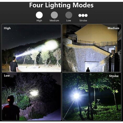 FOLUR Lampe Frontale Puissante avec 5 LED de 10000 Lumens pour