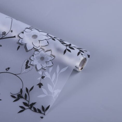 Film Fenetre Anti Regard Occultant, Fleur Film Electrostatique Vitre, 44.5x200CM