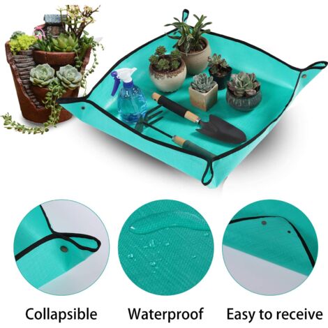 Tapis De Rempotage Imperméable 100x100 Cm - Pliable Avec Boutons-pression - Pour Jardinage Intérieur, Succulentes, Petits Pots - 3