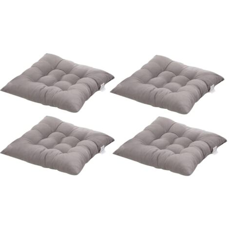4 Coussins de Chaises Carrés 40x40 Coussins de Siège Décoration Maison Coussin Mat Matelassée,Confortable et coloré - Idéal pour intérieur et extérieur (4 Gris) NPTERBL