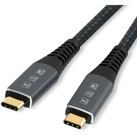 Câble USB 4 1M 8K 5K M/M USB-C Compatible avec TB 3 5K/4K 60Hz Vidéo 40Gbps taux de Transmission de Données 20V 5A 100W Power Delivery 3 en 1