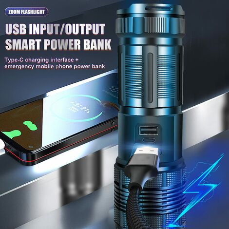 Lampe Torche Led Ultra Puissante Rechargeable USB 135000 Lumens 6000 Mah