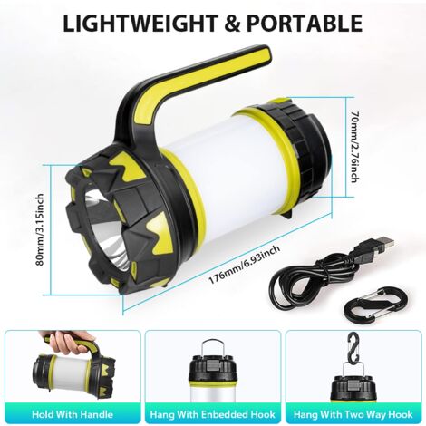 Lampe Camping LED Rechargeable 9000 MAh – Trépied Réglable, 4 Modes, étanche IPX5, Powerbank Intégrée