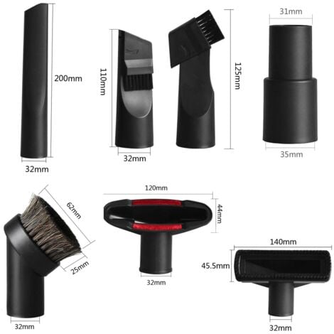6 Pièces Accessoires pour Aspirateur, Convient aux Aspirateurs de Calibre 32 mm,pour Embout Aspirateur Karcher/Rowenta/Hoover/Xoiture/Bosch/Miele