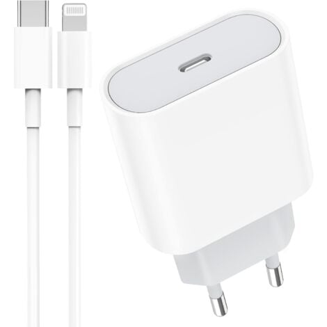 20W Chargeur Rapide Avec Câble IPhone 2M[Certifié Apple MFi],Prise